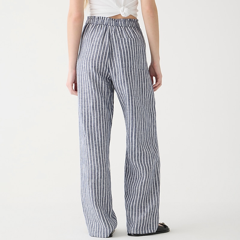 J.Crew Soleil pant in striped linen Dark Evening Online | 85ZFGJKVL