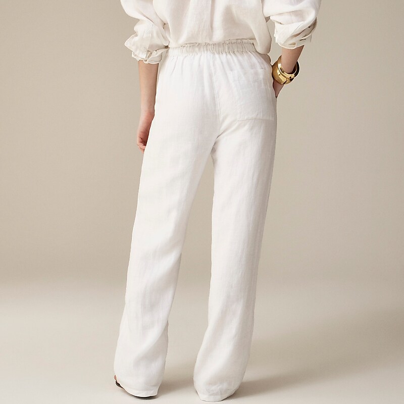 J.Crew Soleil pant in striped linen White Online | 03ULNVMDA