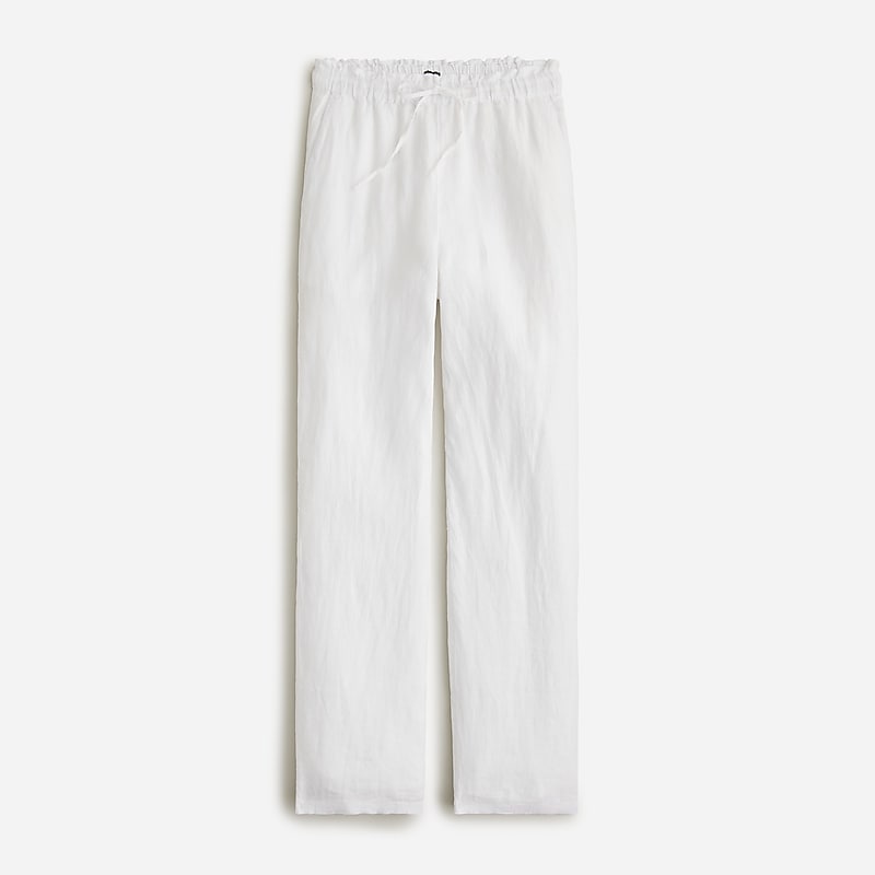 J.Crew Soleil pant in striped linen White Online | 03ULNVMDA