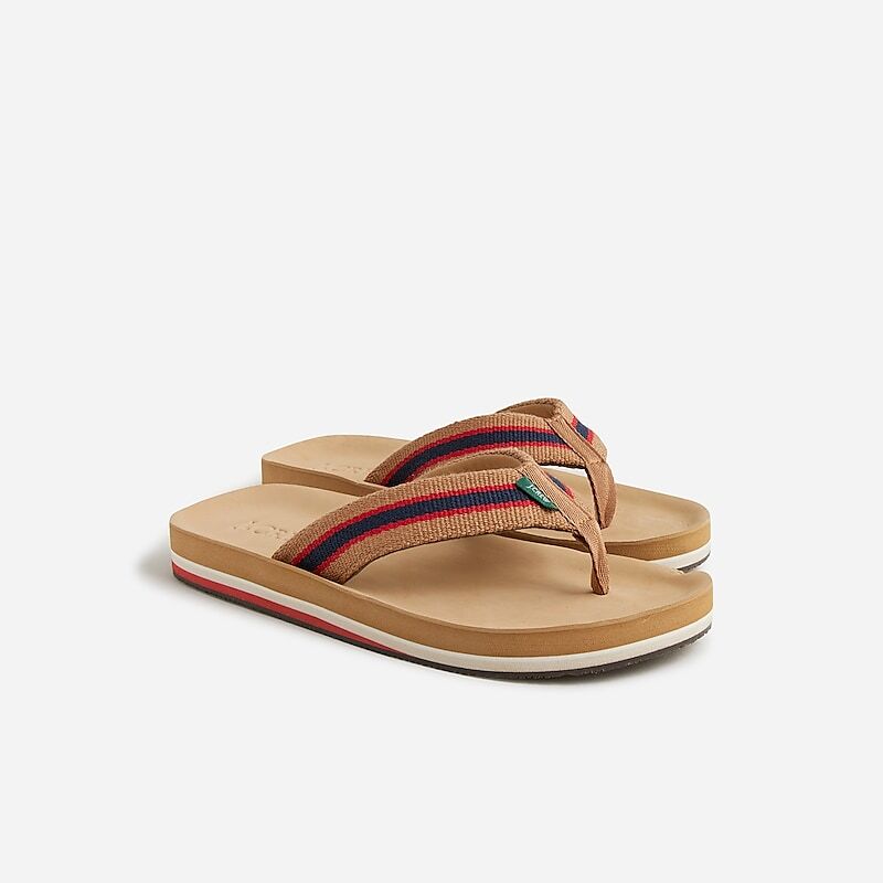 J.Crew Striped flip-flops Khaki Multi Stripe Online | 84FJPAVEB