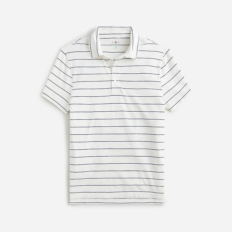 J.Crew Sueded cotton polo shirt Ivory Blue Thread Strip Online | 05BYXUVJR