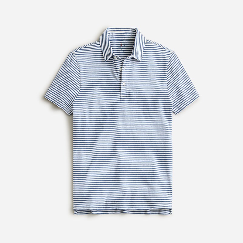 J.Crew Sueded cotton polo shirt Ivory Blue Factory Outlet | 56WSHABXK