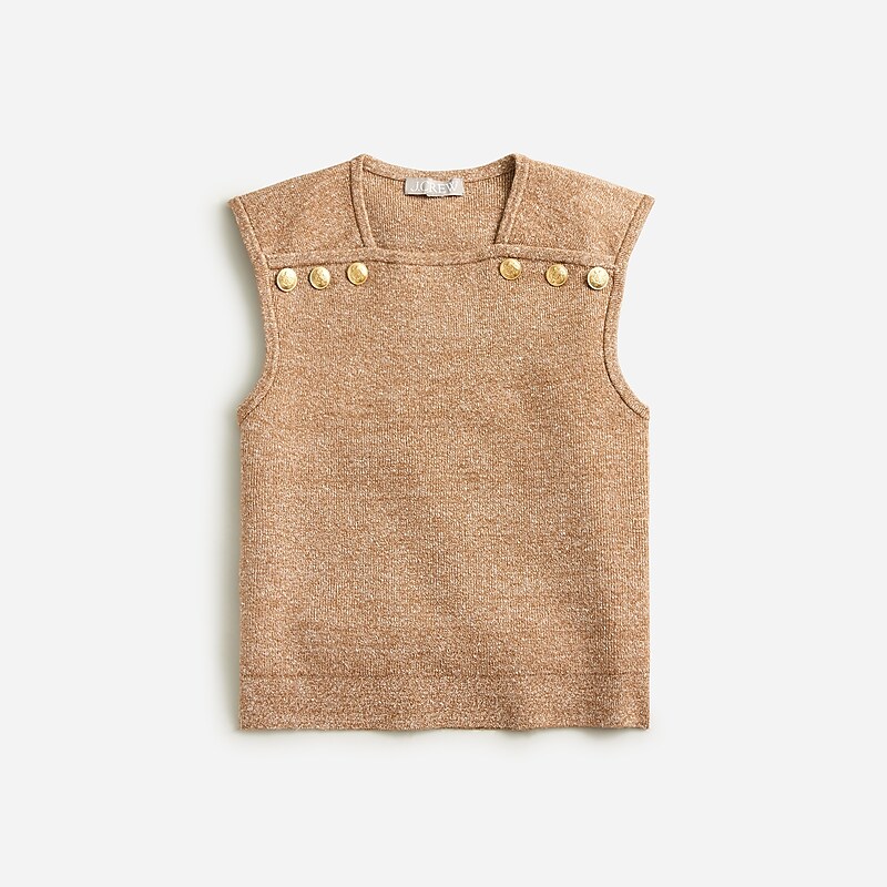 J.Crew Sweater shell with buttons in merino-linen blend Camel White Outlet Online | 72RUGHNLK