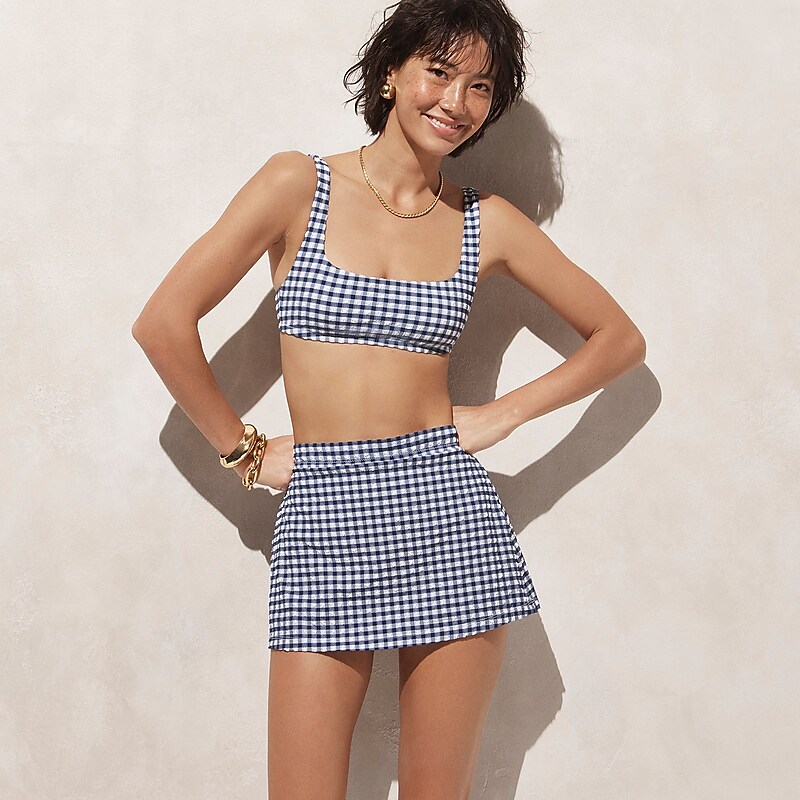 J.Crew Swim skirt in gingham Dark Evening Online | 07ZUBQGKJ