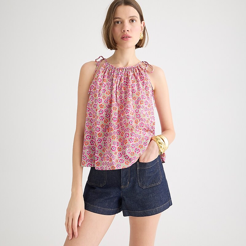 J.Crew Tie-shoulder top in Liberty® Ellie fabric Ellie Ruth Pink Factory Outlet | 52DMXPFRE