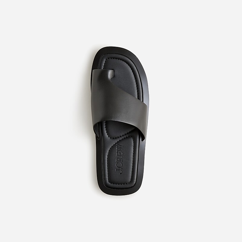 J.Crew Toe-ring slide sandals in leather Black Clearance | 43DIOCRZA