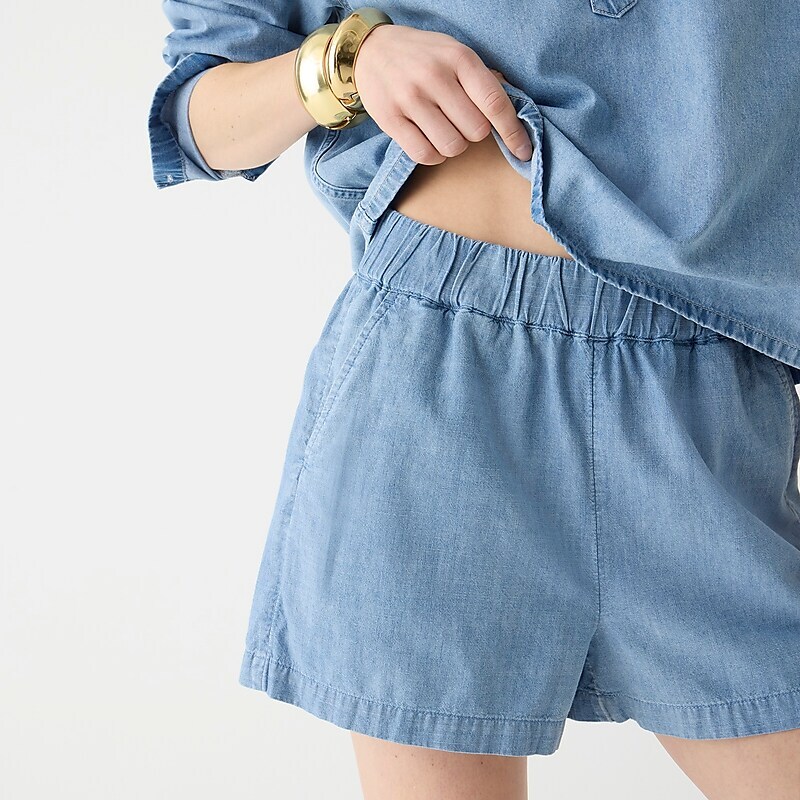 J.Crew Tropez chambray short Ocean Blue Online | 85APNEDUY