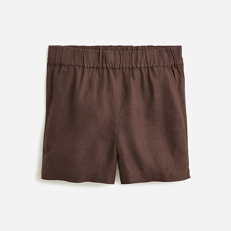 J.Crew Tropez short in striped linen Deep Chocolate Factory Promo | 65TSVMAUY