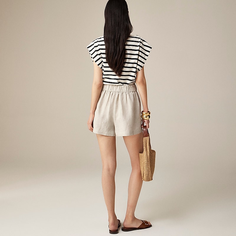 J.Crew Tropez short in striped linen Flax Clearance | 39FBMPQGX