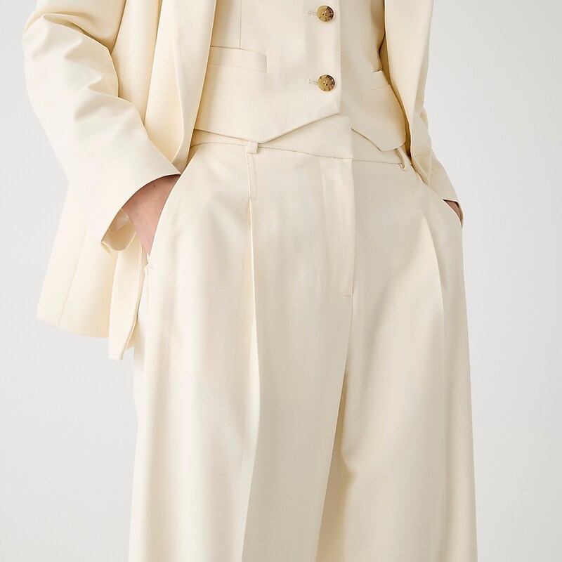 J.Crew Wide-leg essential pant in city twill Soft Ivory Online | 09TQGCZDB