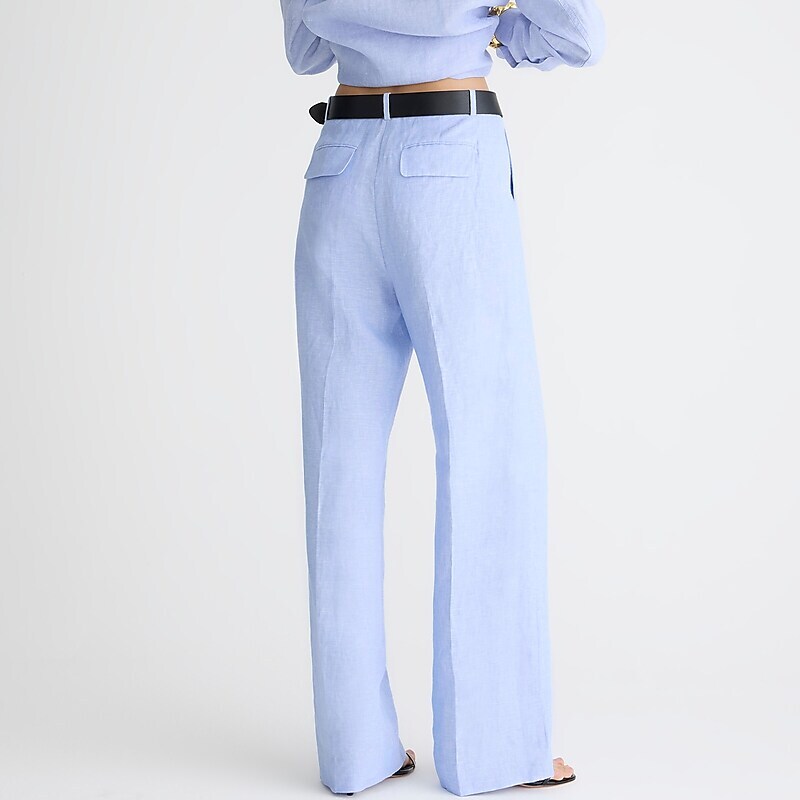 J.Crew Wide-leg essential pant in linen Blue Clearance | 32MZSKINC