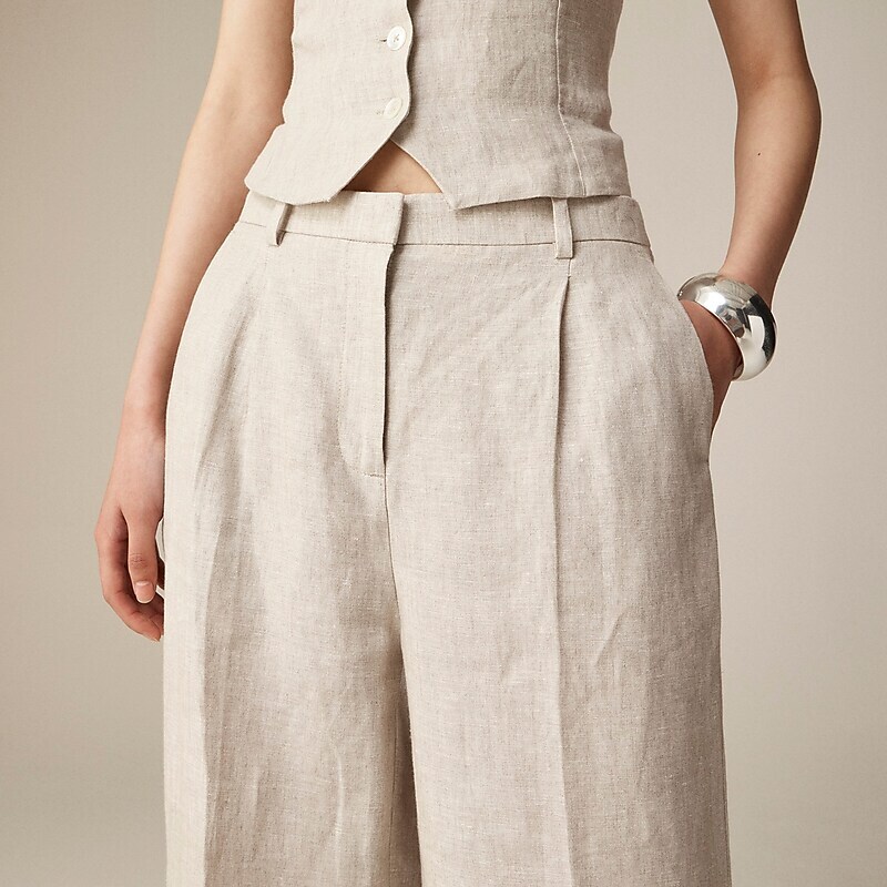 J.Crew Wide-leg essential pant in linen Flax Factory Outlet | 56GITALKS