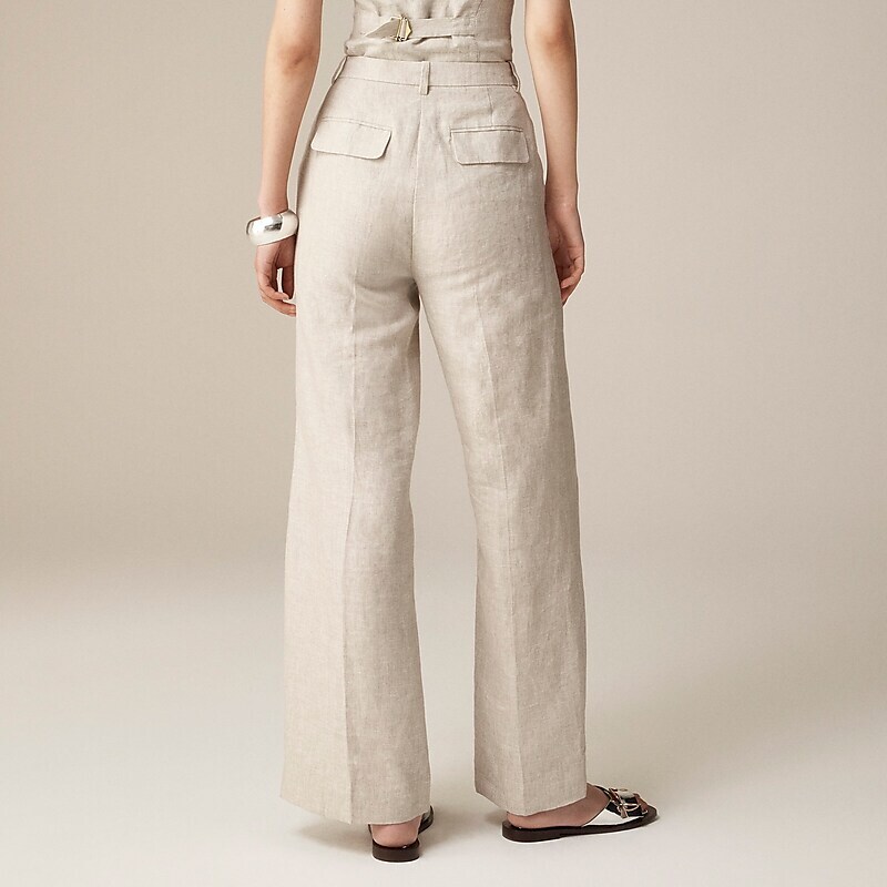 J.Crew Wide-leg essential pant in linen Flax Factory Outlet | 56GITALKS