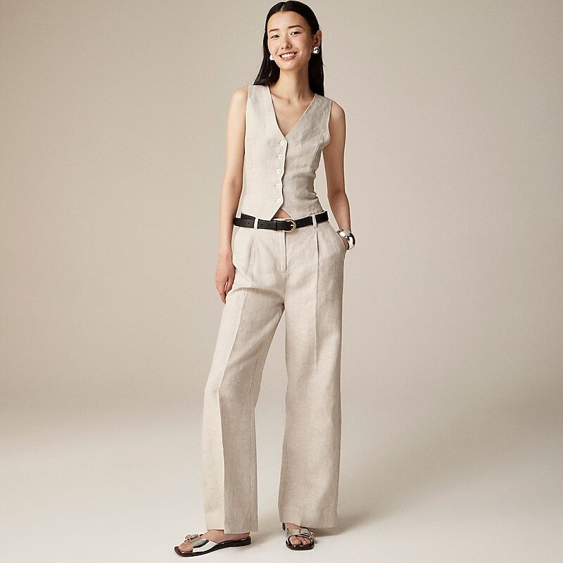 J.Crew Wide-leg essential pant in linen Flax Factory Outlet | 56GITALKS