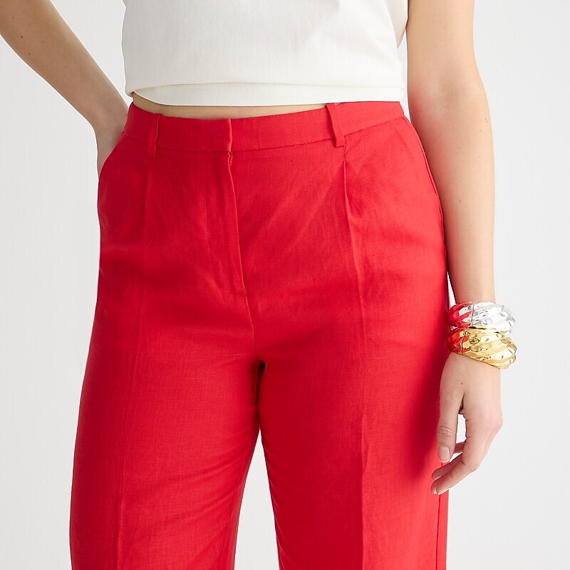 J.Crew Wide-leg essential pant in linen Red Outlet Online | 72RBVSXGQ