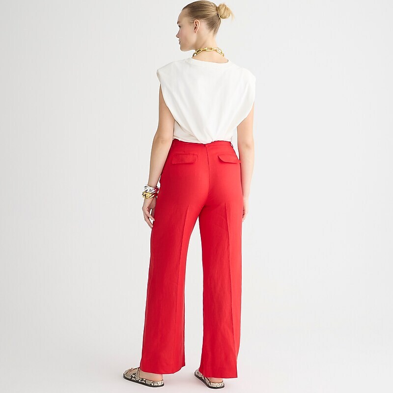 J.Crew Wide-leg essential pant in linen Red Outlet Online | 72RBVSXGQ