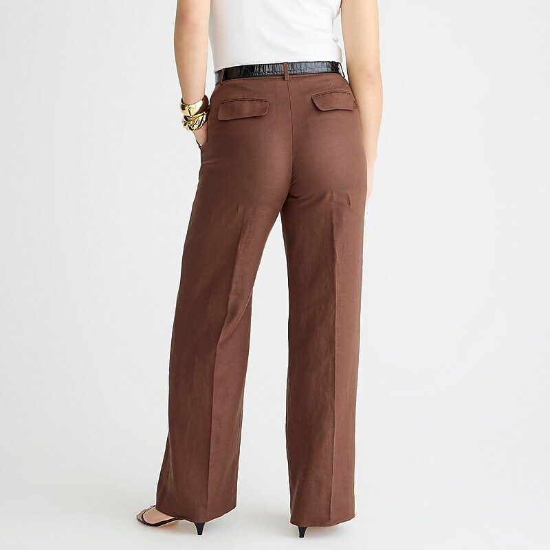 J.Crew Wide-leg essential pant in linen Roasted Cocoa Outlet | 96ANEIDFU