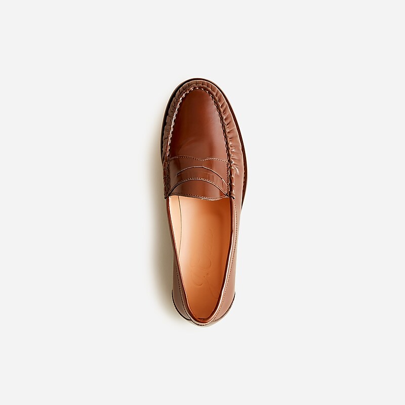 J.Crew Winona penny loafers in spazzolato leather Brown Outlet Online | 79EBQXONV