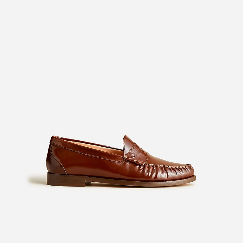 J.Crew Winona penny loafers in spazzolato leather Brown Outlet Online | 79EBQXONV