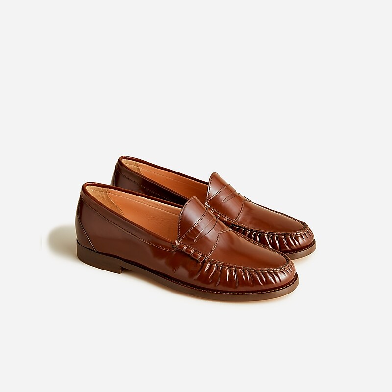 J.Crew Winona penny loafers in spazzolato leather Brown Outlet Online | 79EBQXONV