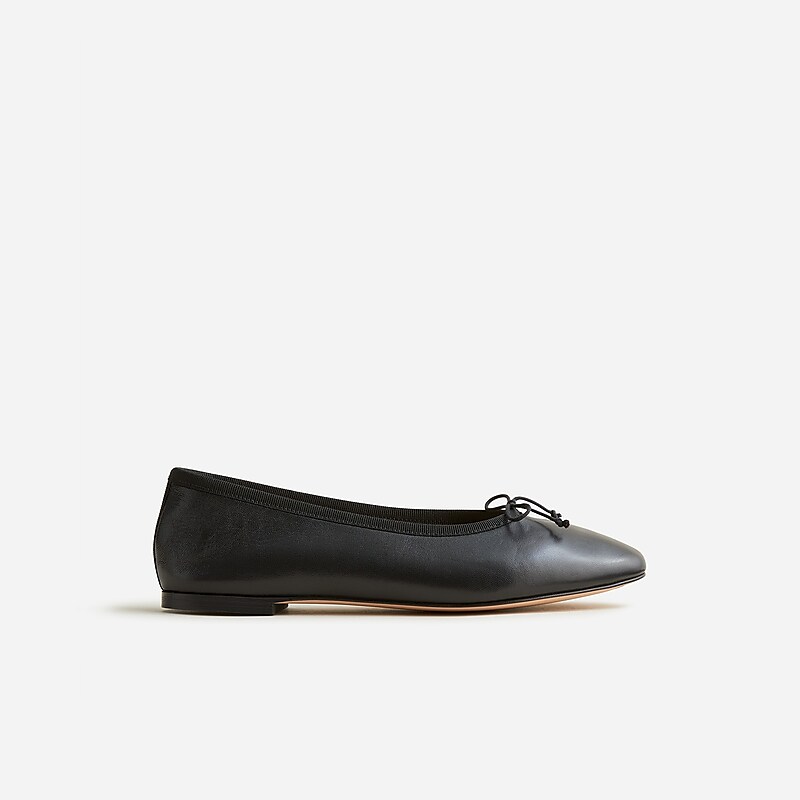 J.Crew Zoe ballet flats in leather Black Outlet Online | 74TIHNUYO